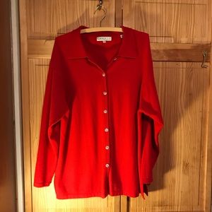 Red Cashmere Cardigan by Terryl